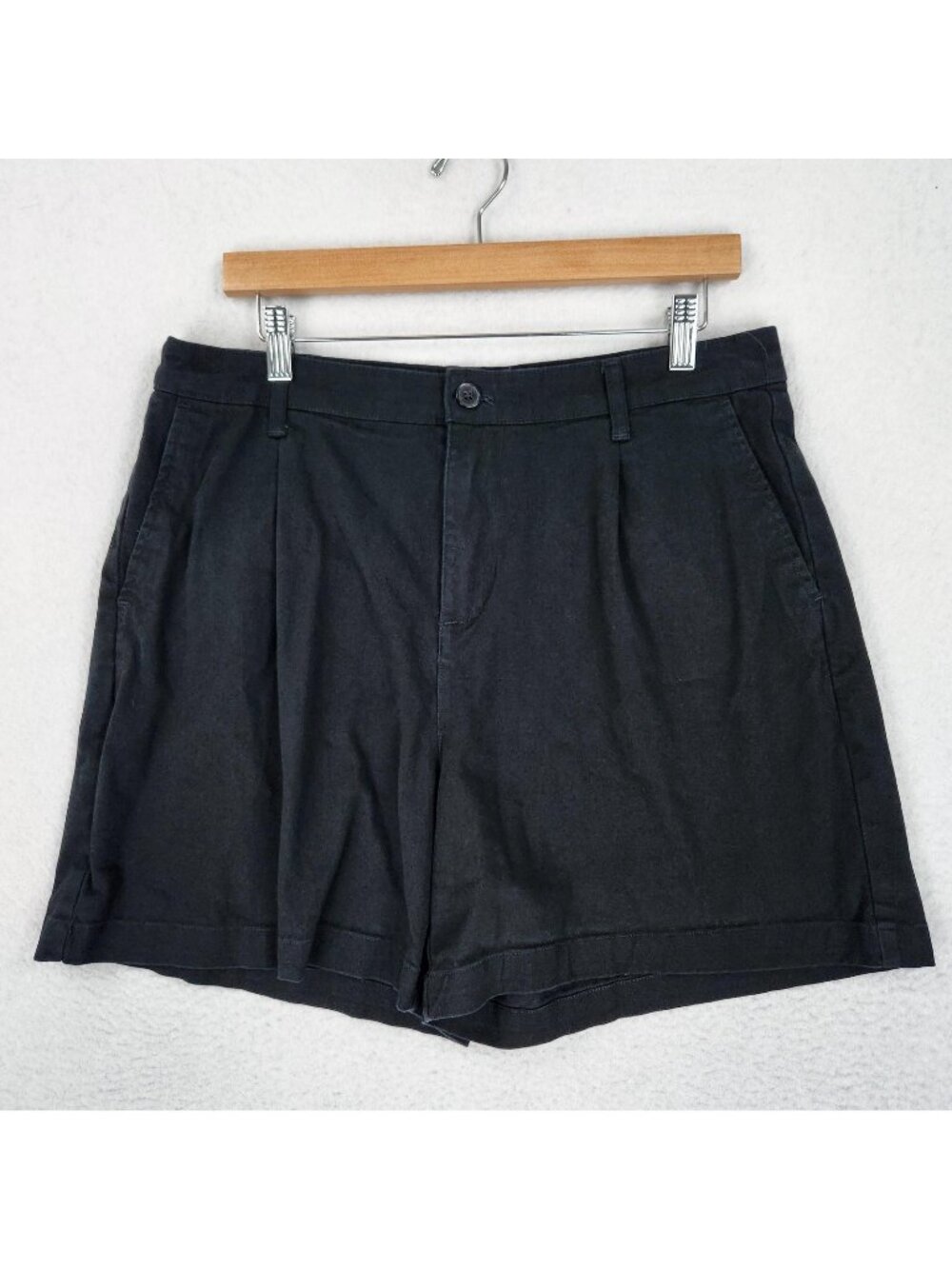 Banana Republic Shorts Womens 12 Black Chino Twill Pleated High Rise Casual